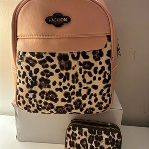 Pink and Leopard Print Women's Backpack